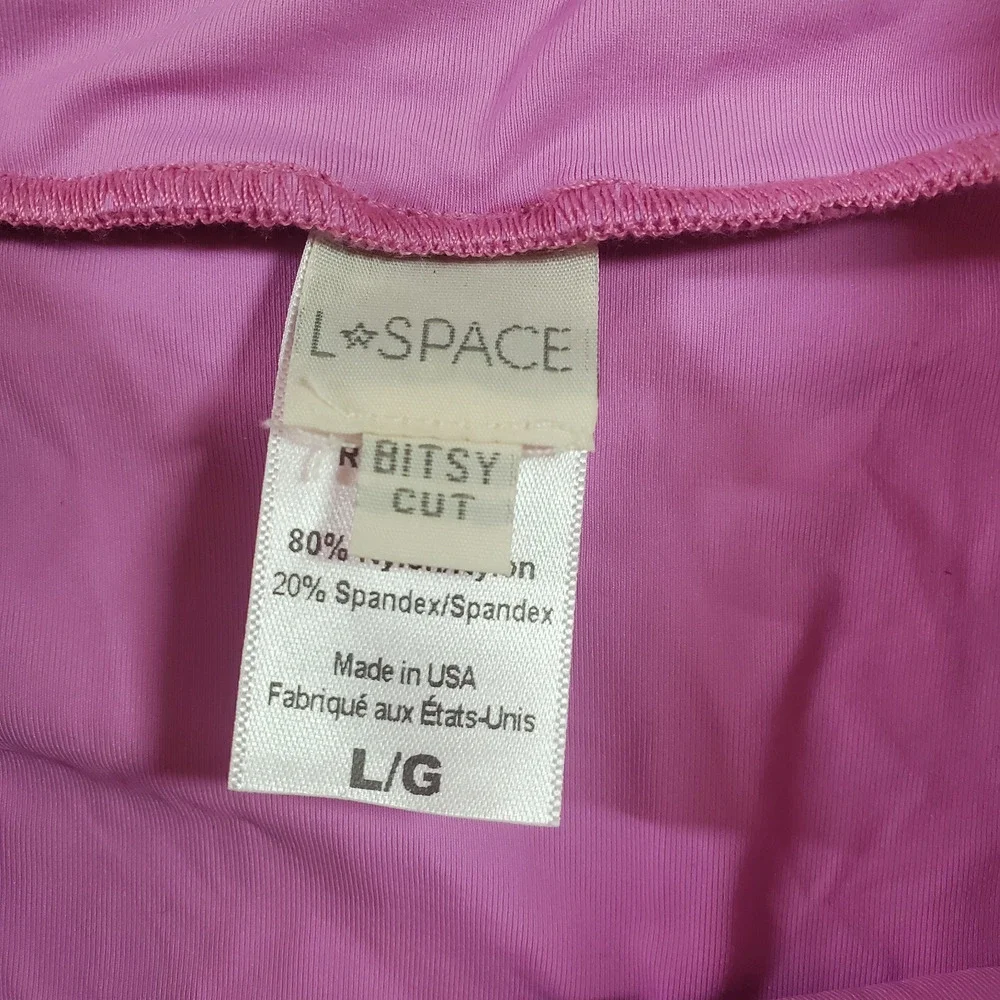 L*Space Bitsy Cut Ribbed Bikini Bottom Pink Magenta Swimsuit Size Large L